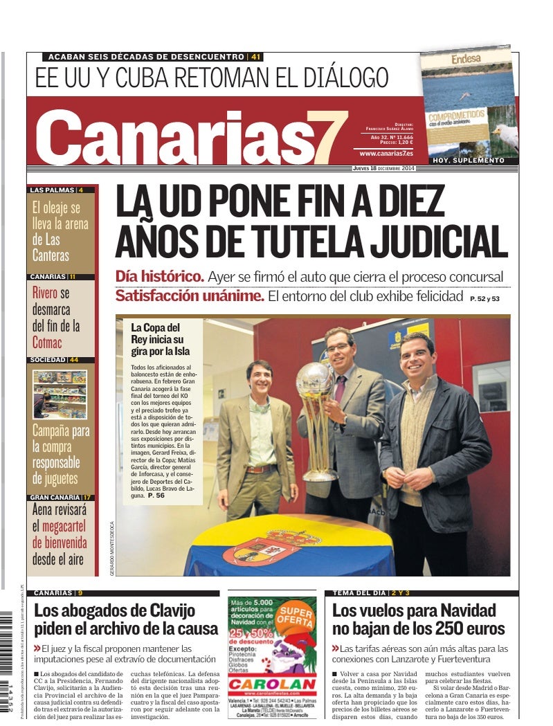 Portada Canarias7 18-12-2014