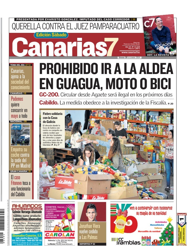 Portada Canarias7 20-12-2014