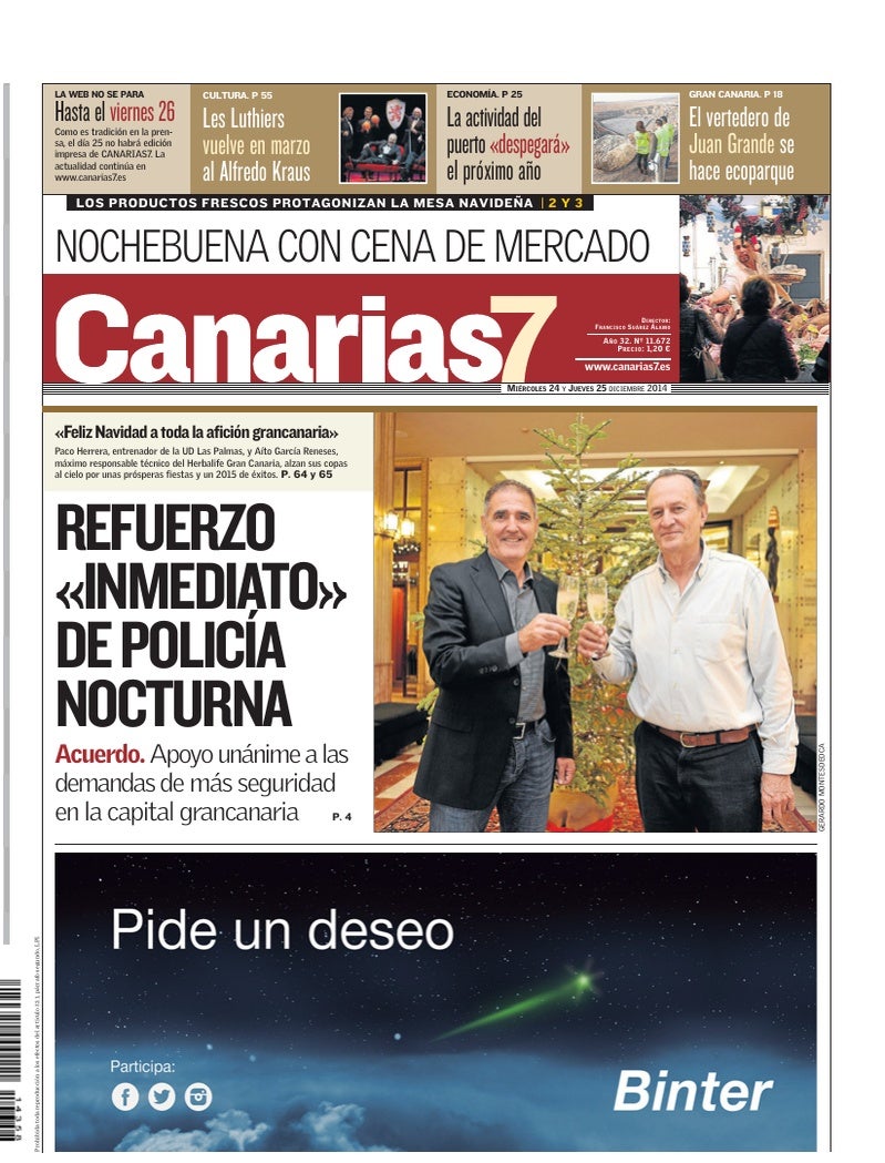 Portada Canarias7 24-12-2014