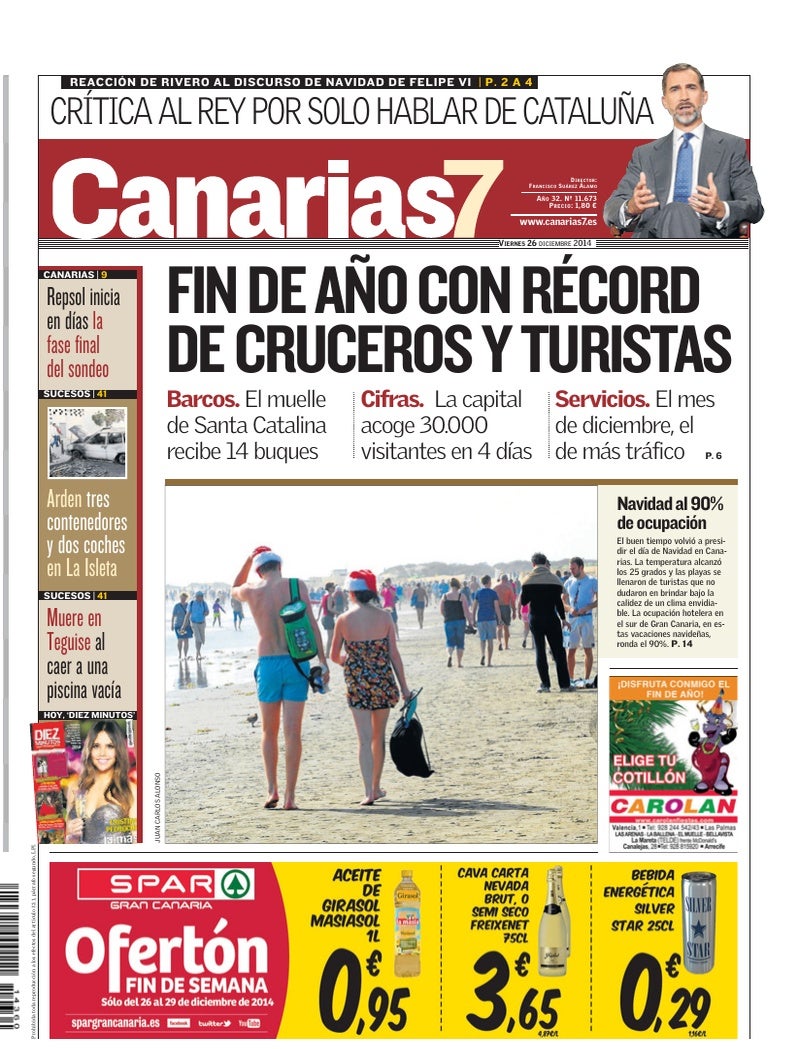 Portada Canarias7 26-12-2014
