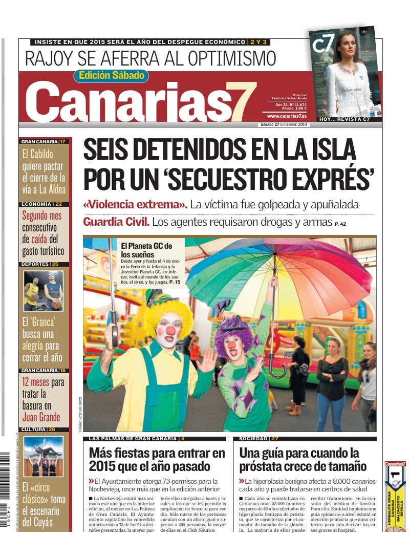 Portada Canarias7 27-12-2014