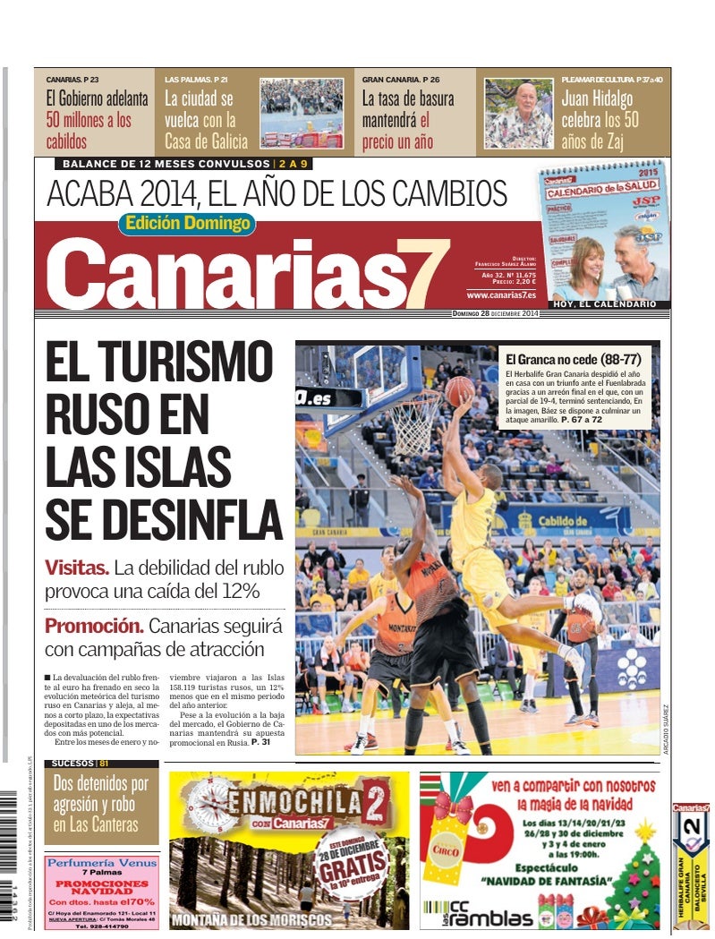 Portada Canarias7 28-12-2014