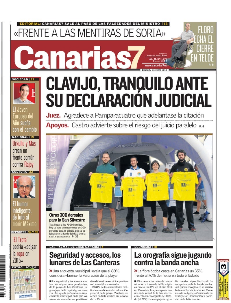Portada Canarias7 29-12-2014