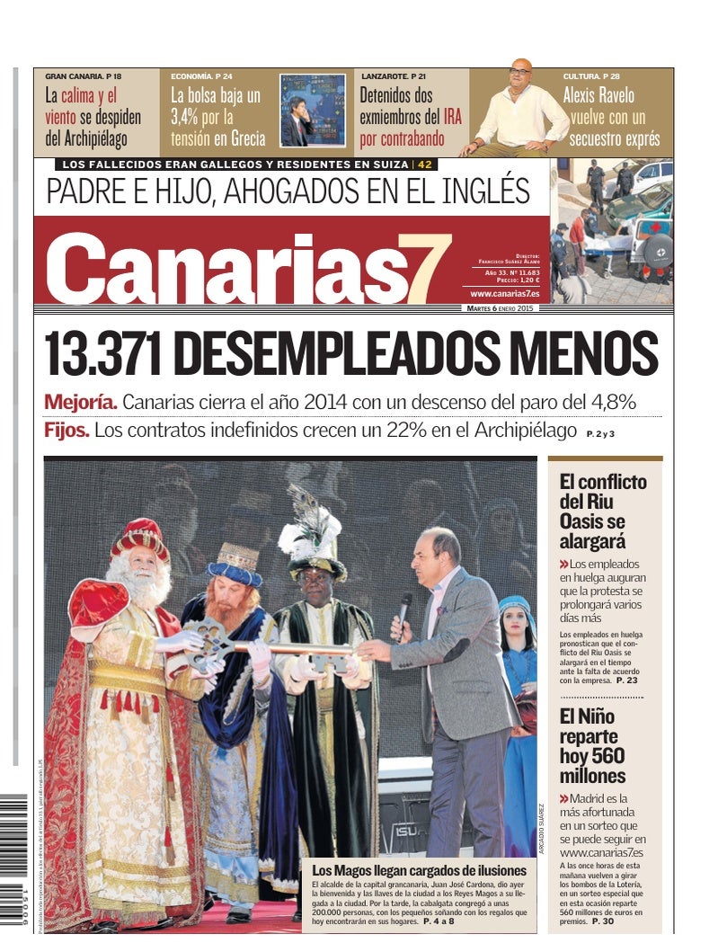 Portada Canarias7 06-01-2015
