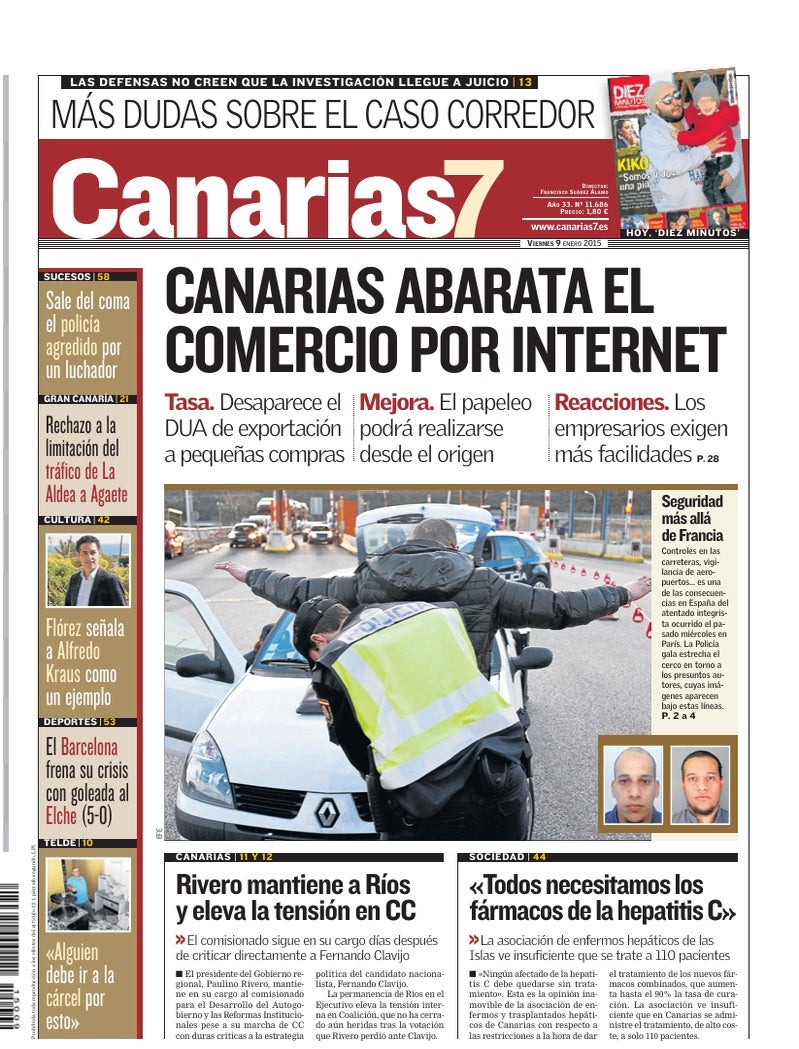 Portada Canarias7 09-01-2015