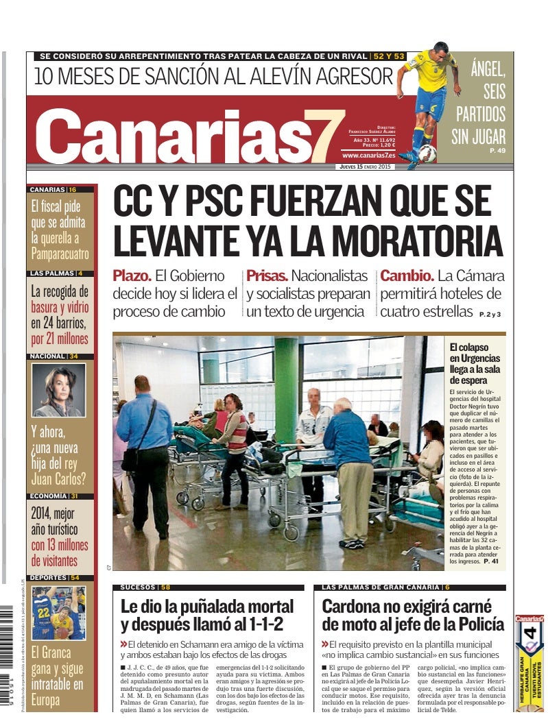 Portada Canarias7 15-01-2015