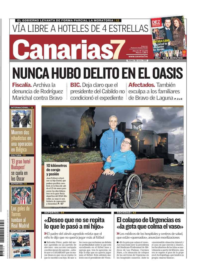 Portada Canarias7 16-01-2015