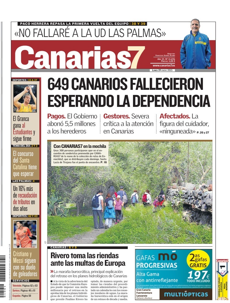 Portada Canarias7 19-01-2015