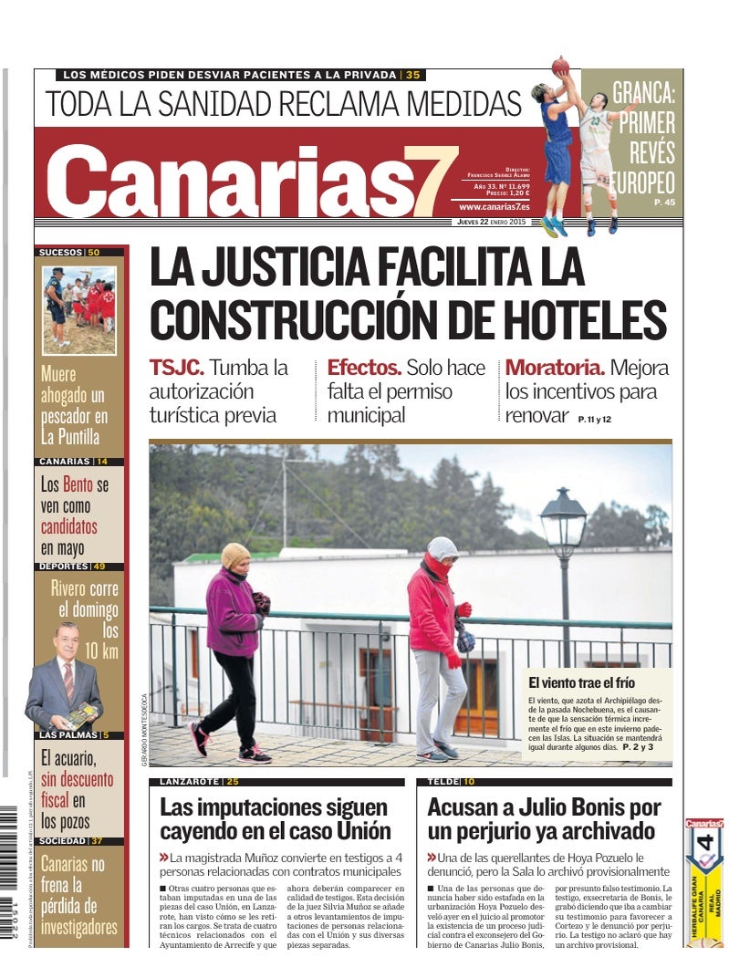 Portada Canarias7 22-01-2015