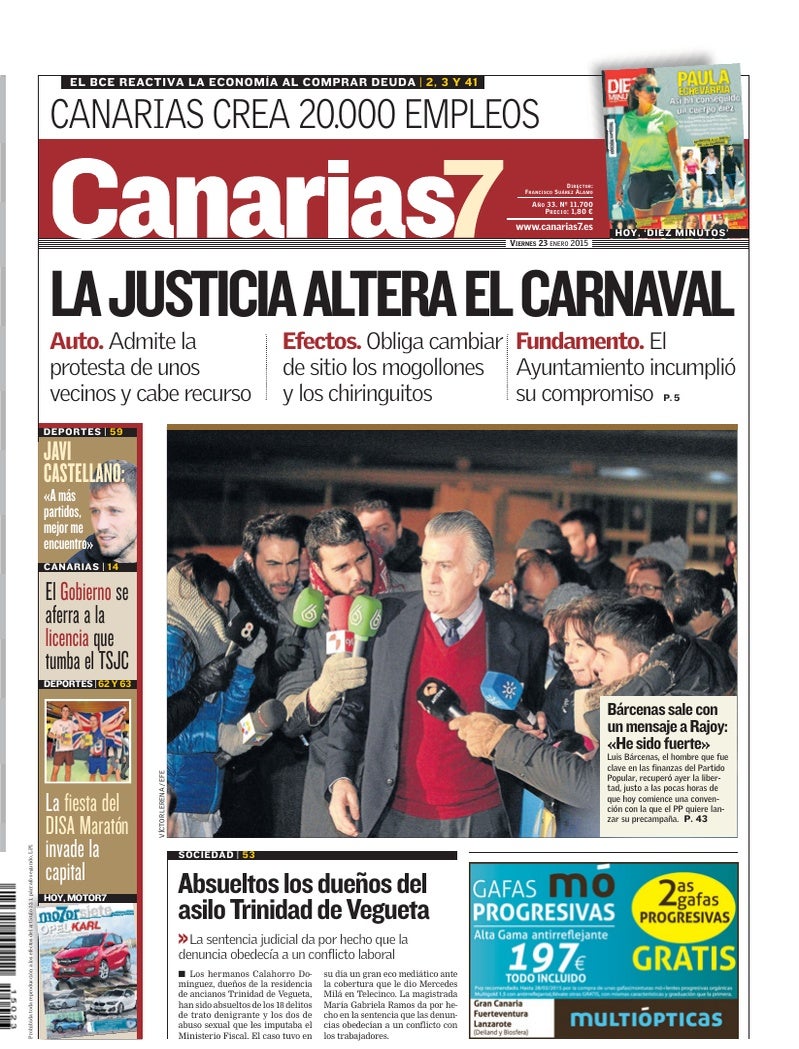 Portada Canarias7 23-01-2015