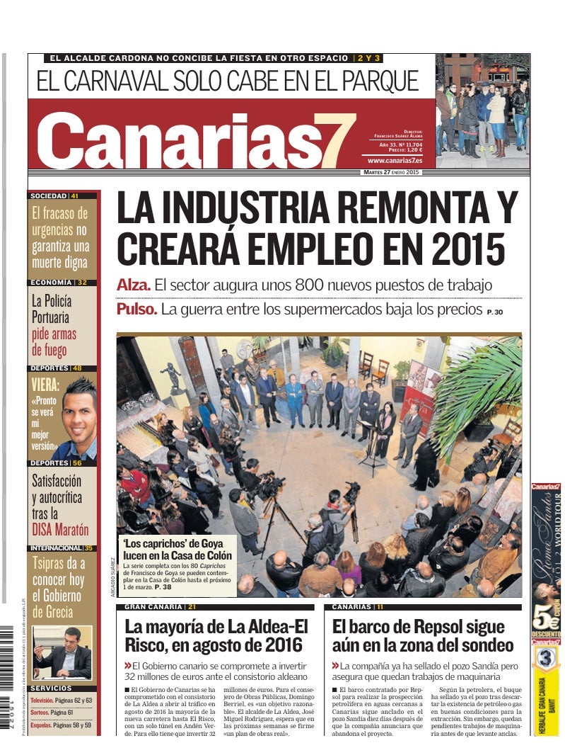Portada Canarias7 27-01-2015
