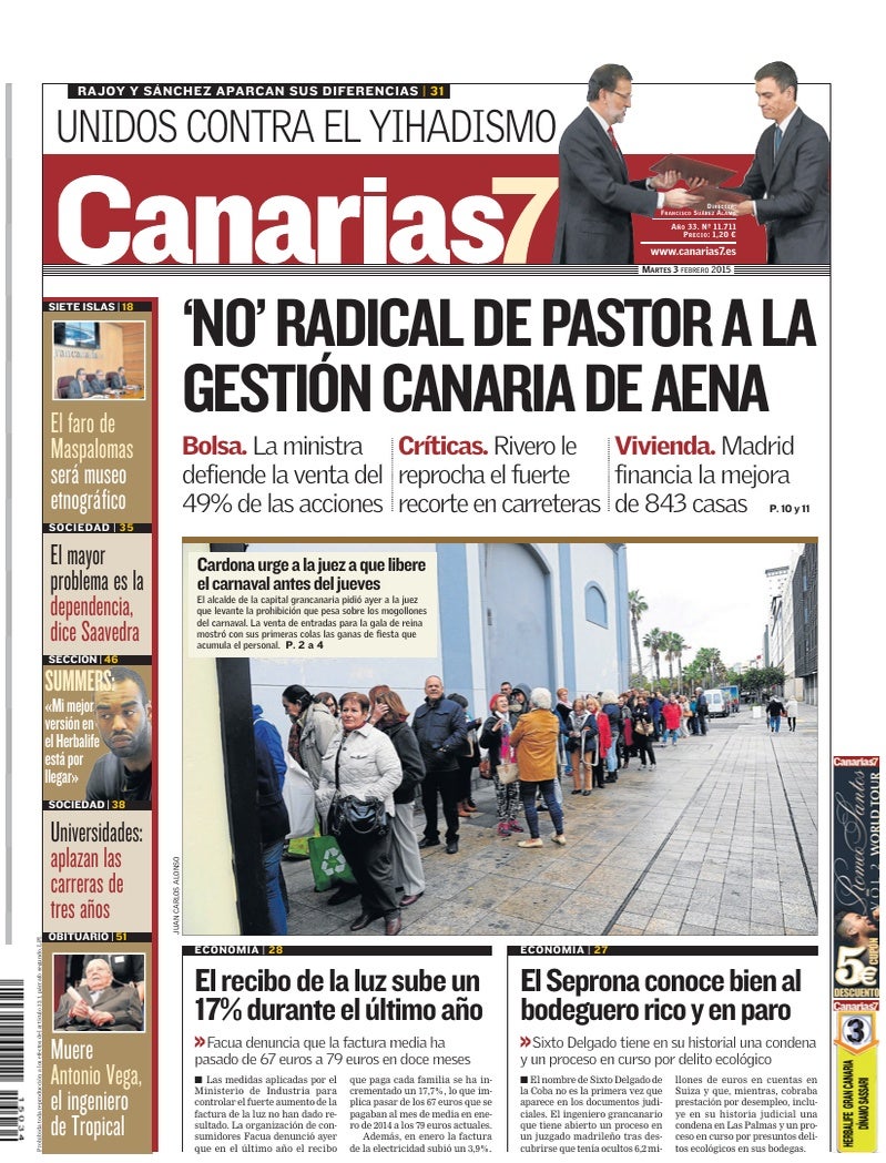 Portada Canarias7 03-02-2015