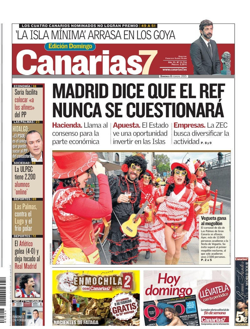 Portada Canarias7 08-02-2015