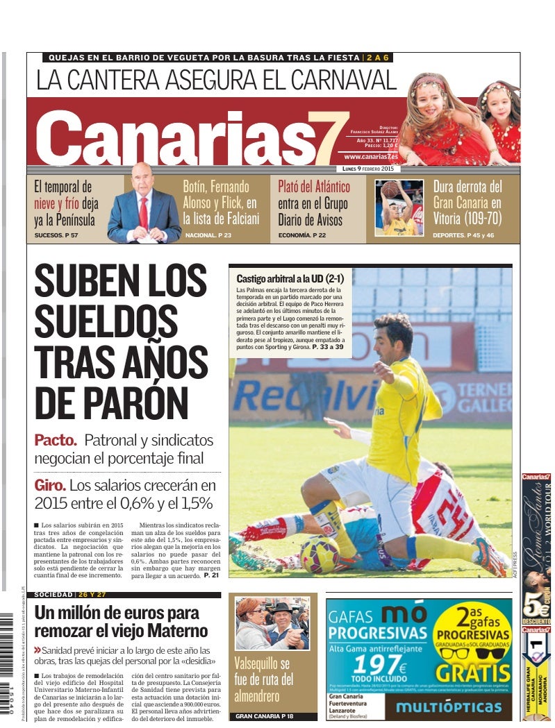 Portada Canarias7 09-02-2015