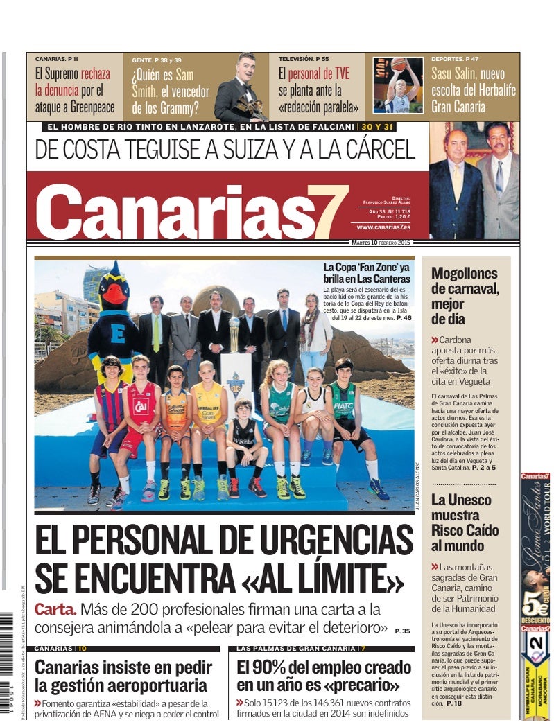 Portada Canarias7 10-02-2015