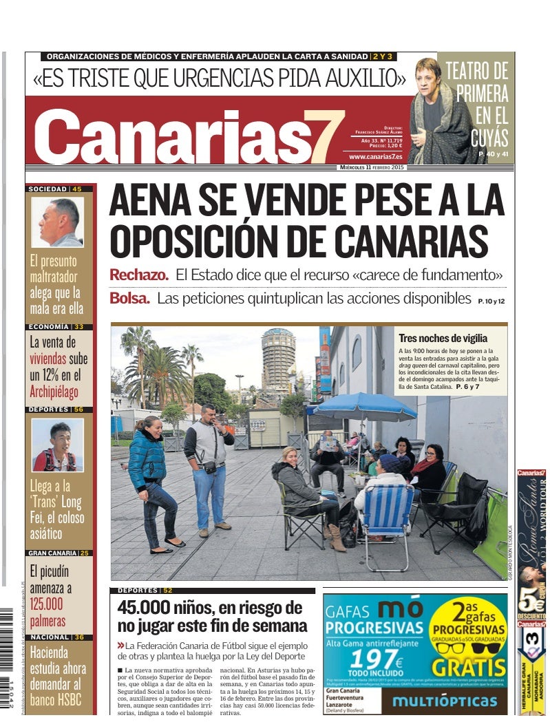 Portada Canarias7 11-02-2015