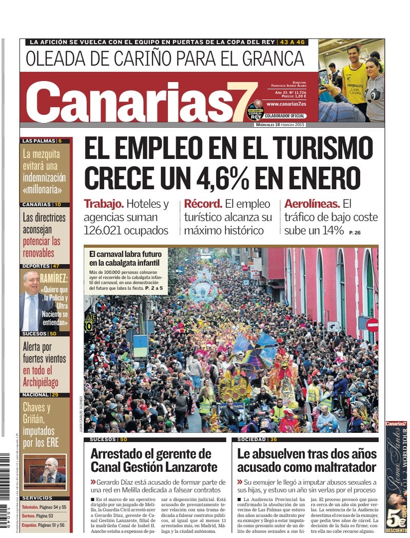 Portada Canarias7 18-02-2015