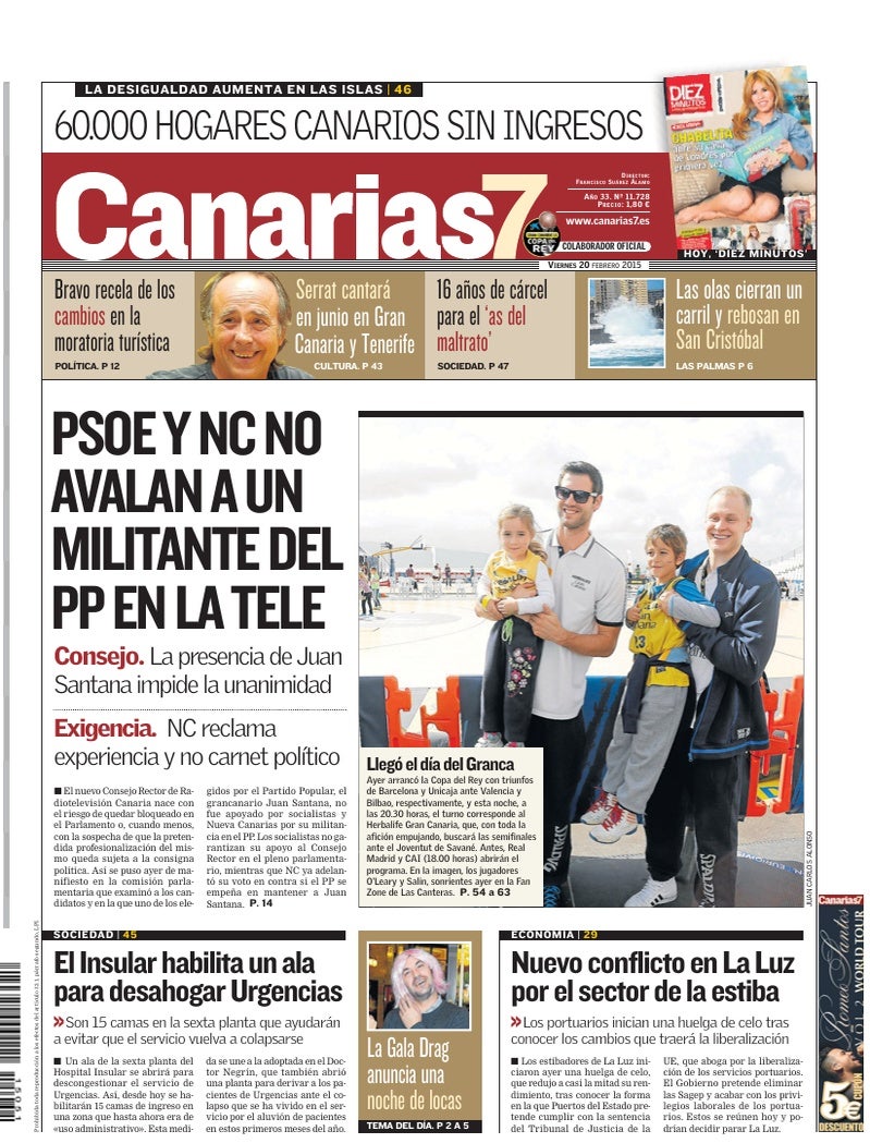 Portada Canarias7 20-02-2015