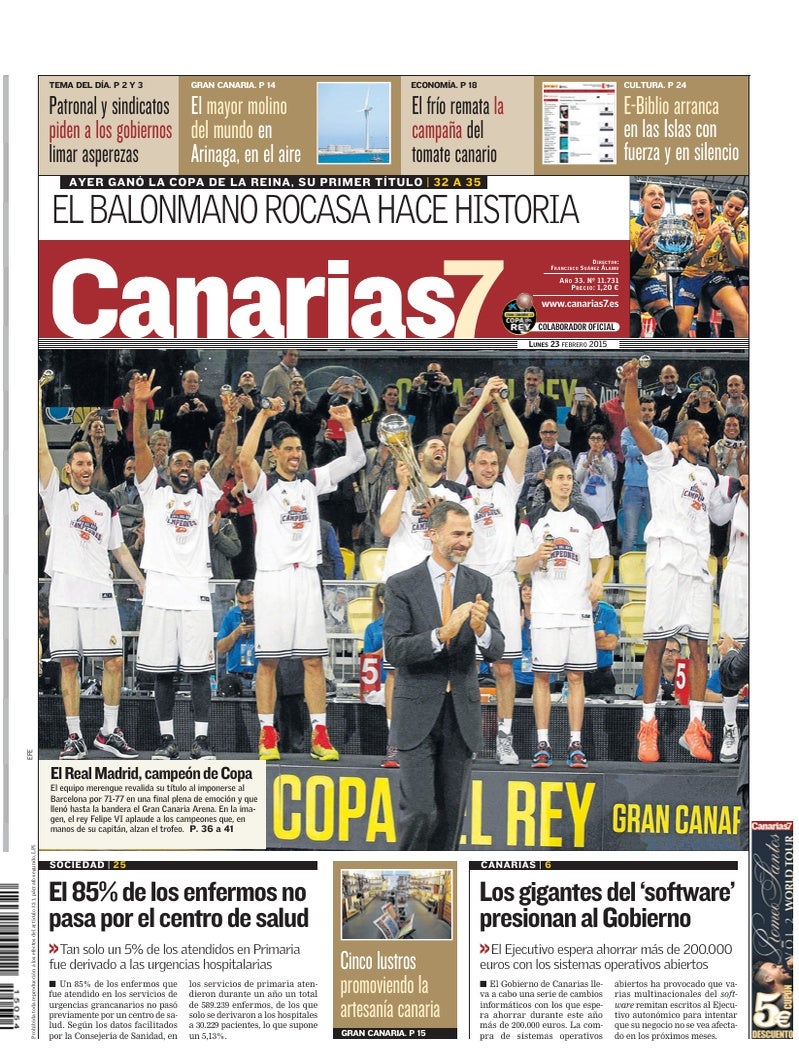 Portada Canarias7 23-02-2015