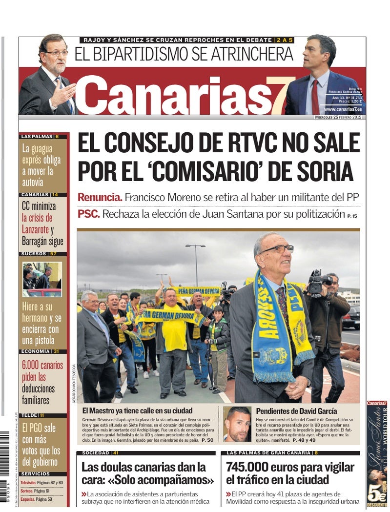 Portada Canarias7 25-02-2015
