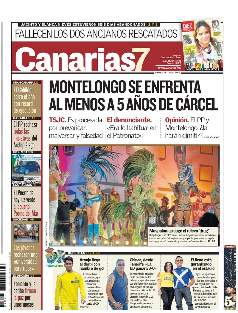 Portada Canarias7 27-02-2015