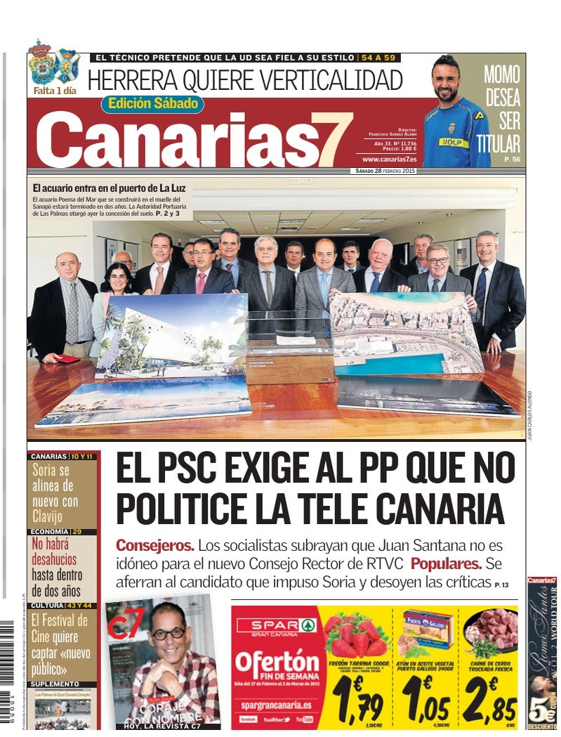 Portada Canarias7 28-02-2015