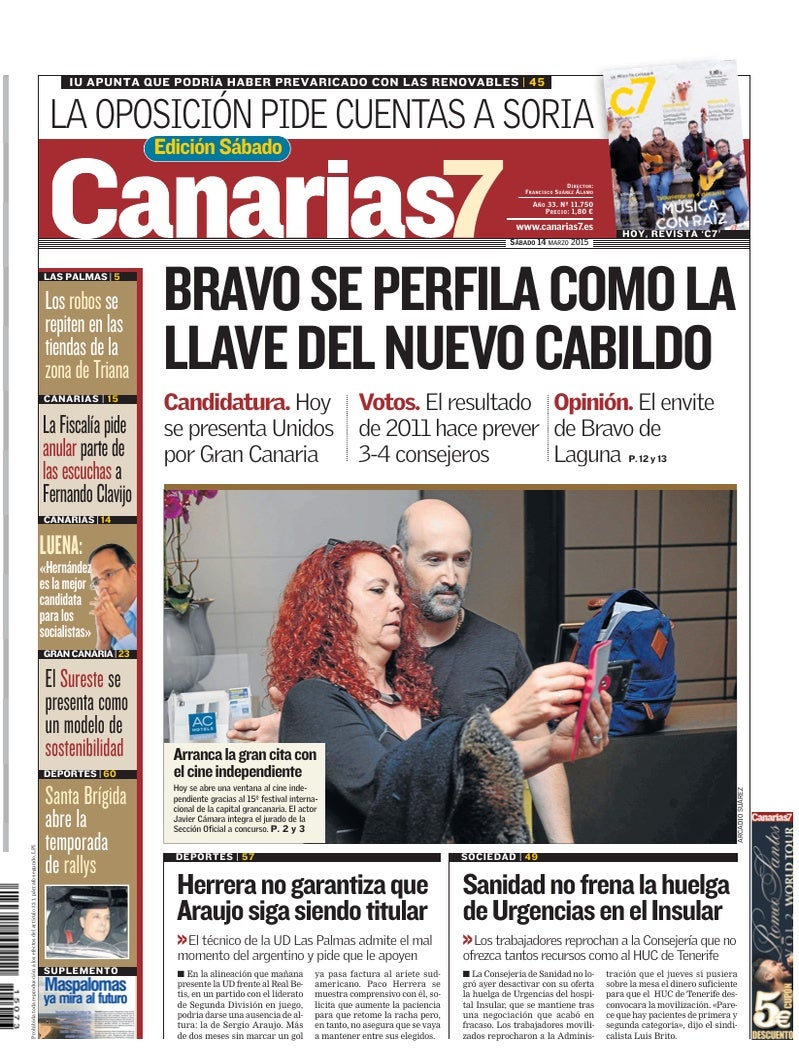 Portada Canarias7 14-03-2015