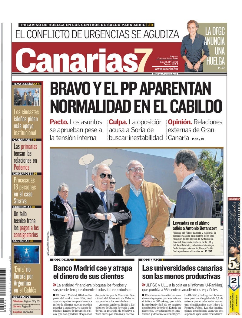 Portada Canarias7 17-03-2015