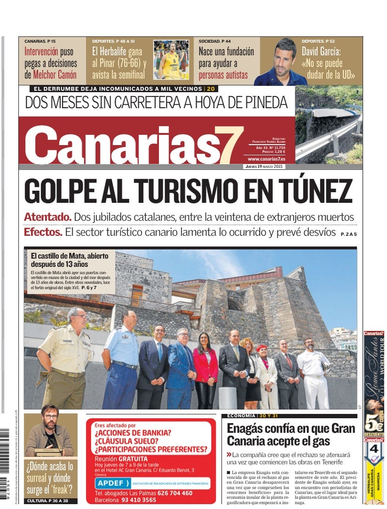 Portada Canarias7 19-03-2015