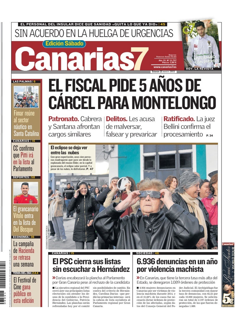 Portada Canarias7 21-03-2015