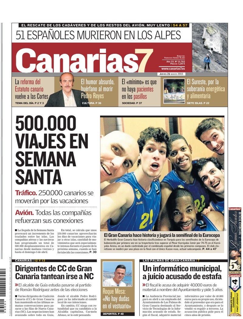 Portada Canarias7 26-03-2015