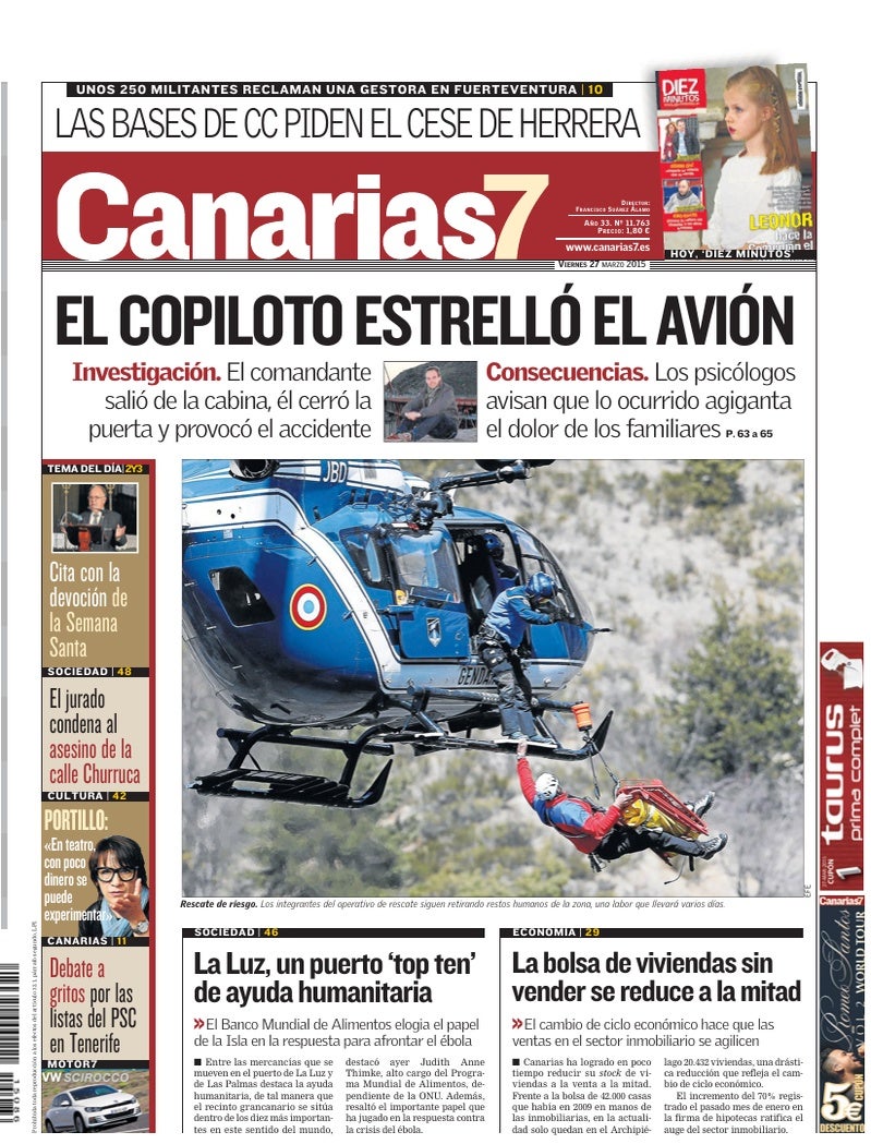 Portada Canarias7 27-03-2015