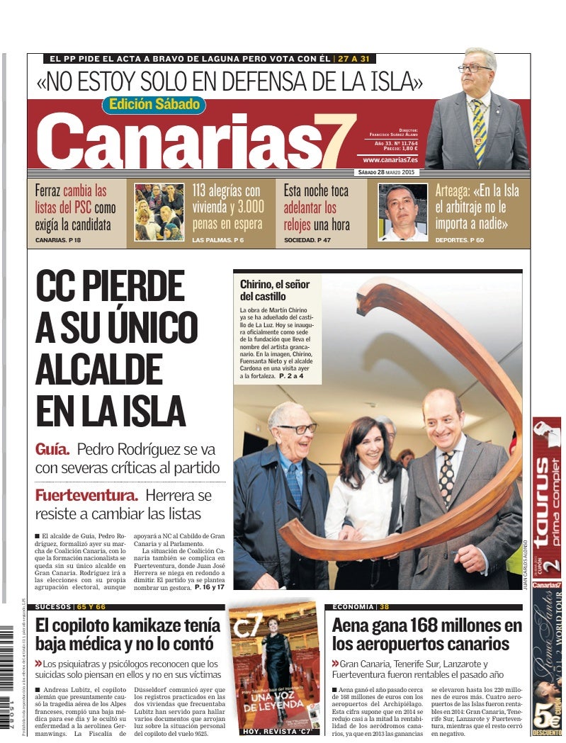 Portada Canarias7 28-03-2015