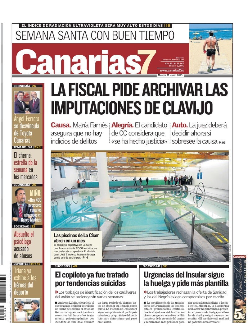 Portada Canarias7 31-03-2015