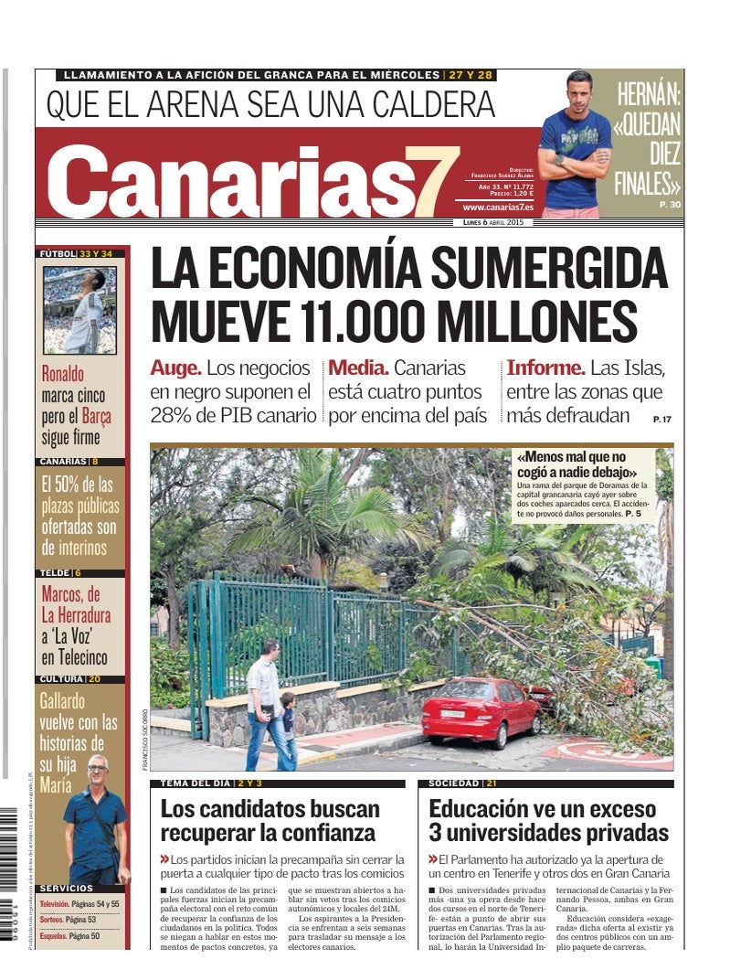 Portada Canarias7 06-04-2015