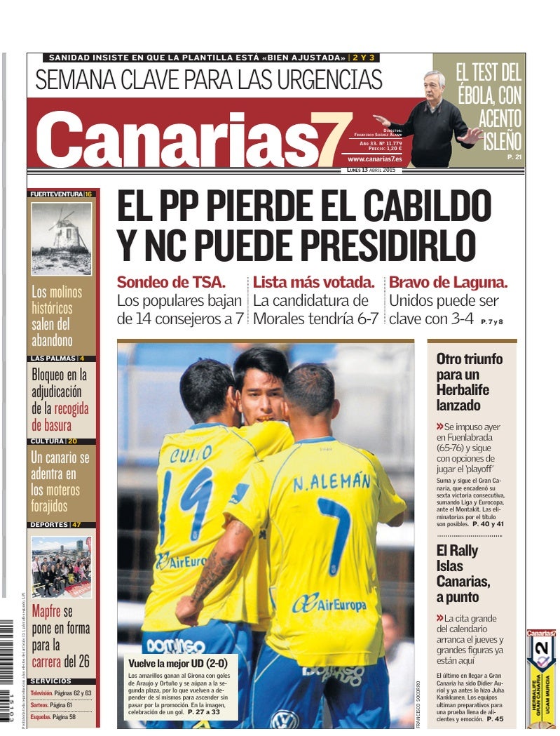 Portada Canarias7 13-04-2015