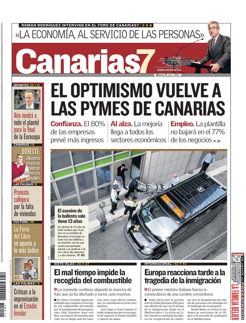 Portada Canarias7 21-04-2015