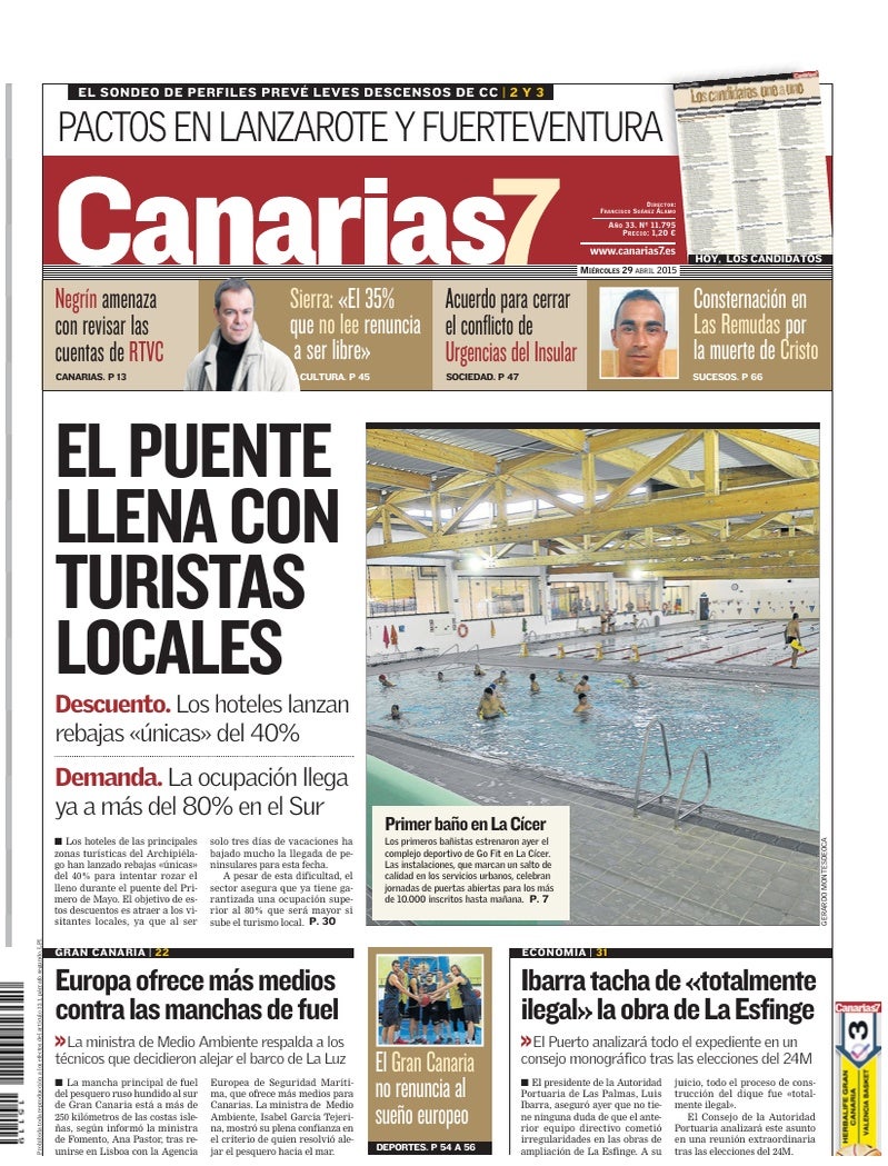 Portada Canarias7 29-04-2015