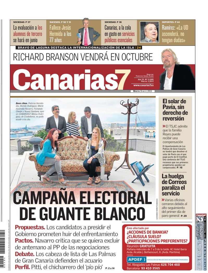 Portada Canarias7 05-05-2015