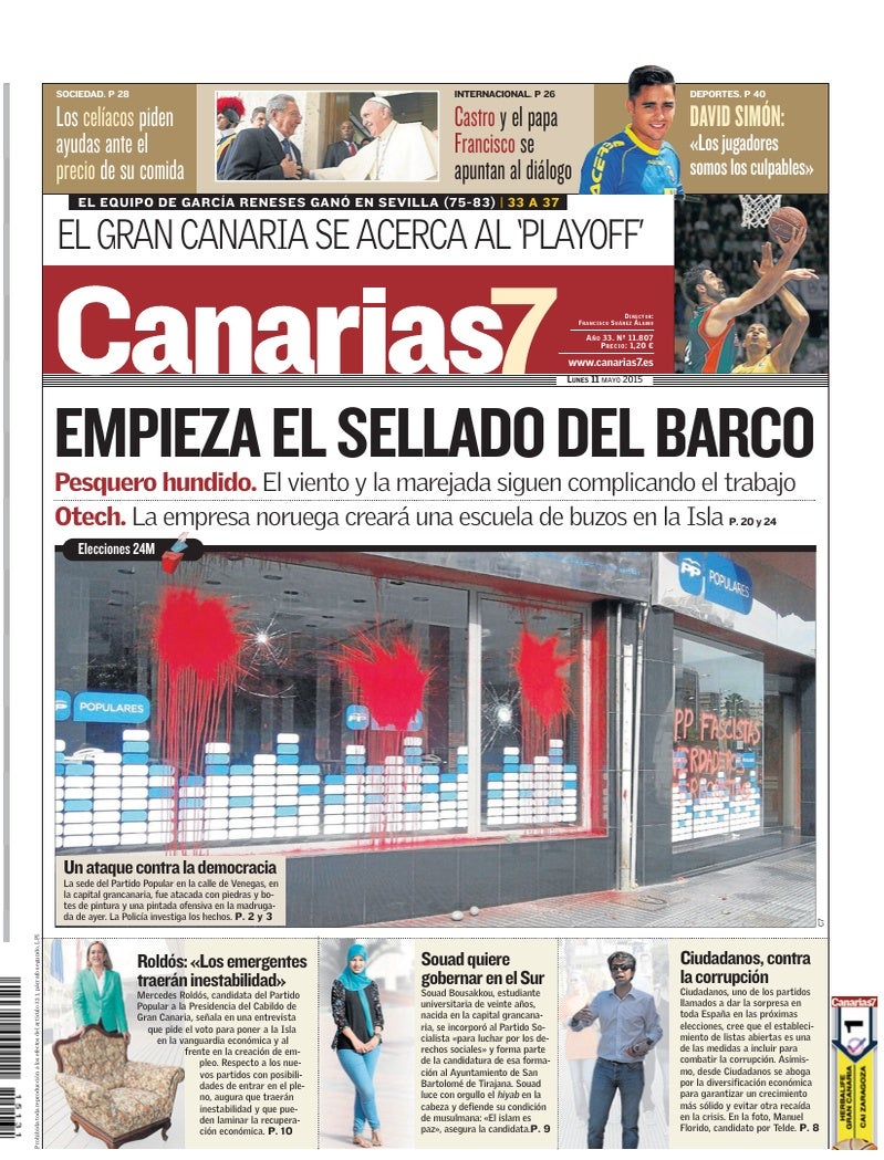 Portada Canarias7 11-05-2015