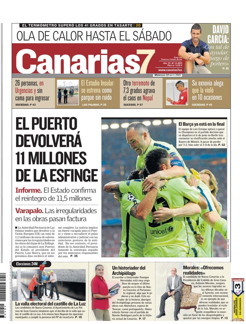 Portada Canarias7 13-05-2015