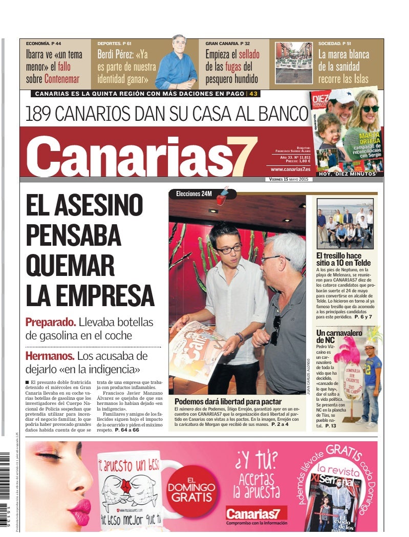 Portada Canarias7 15-05-2015