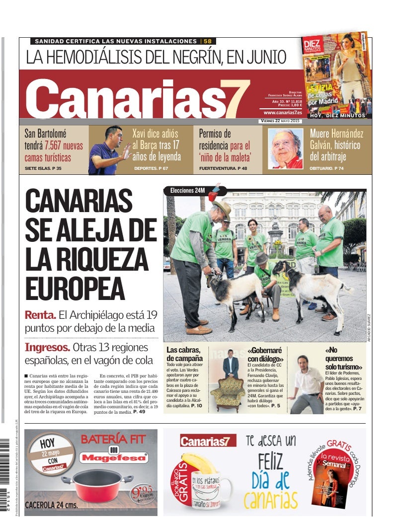 Portada Canarias7 22-05-2015