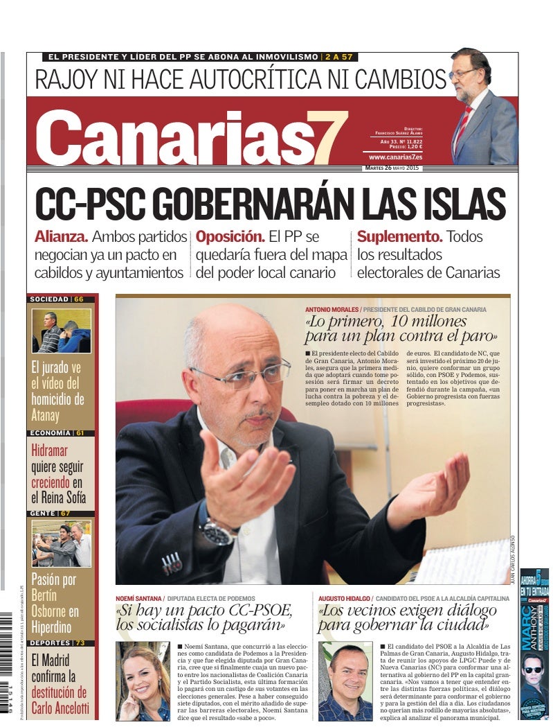 Portada Canarias7 26-05-2015