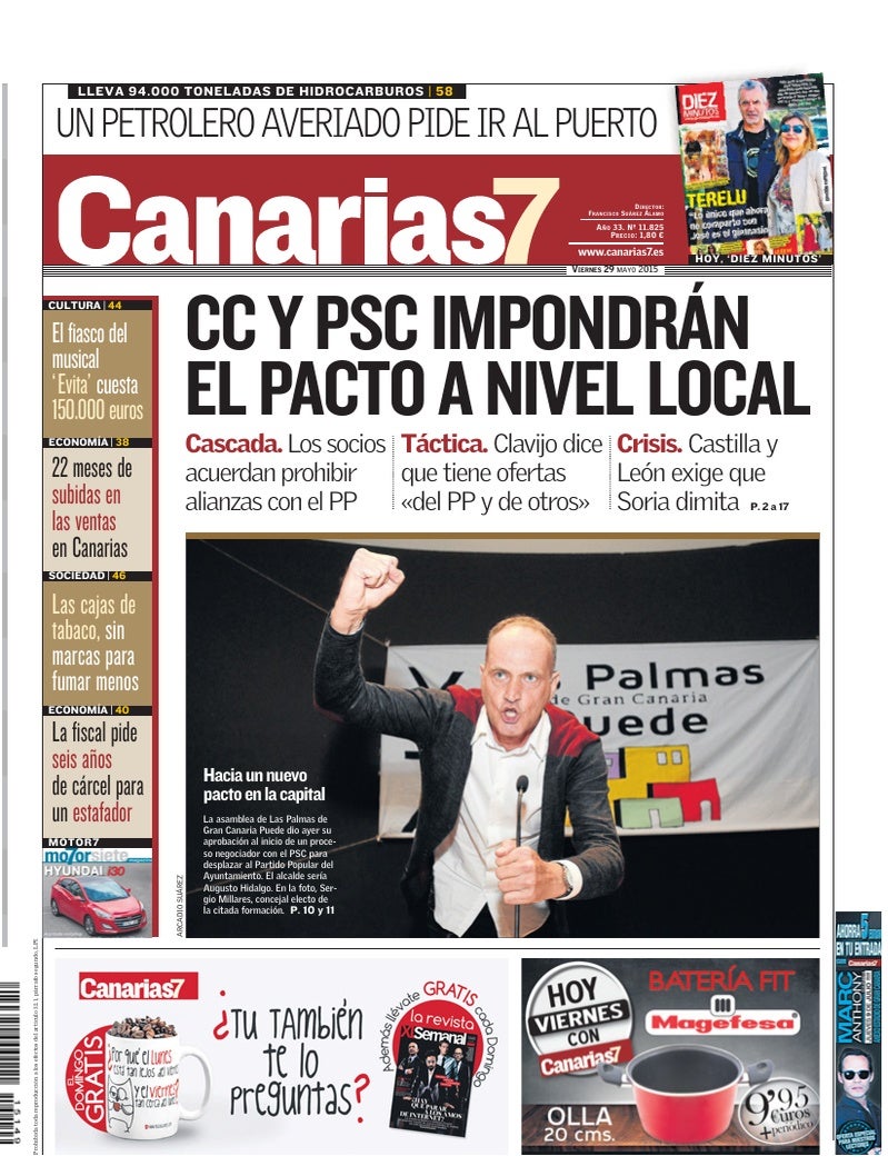 Portada Canarias7 29-05-2015