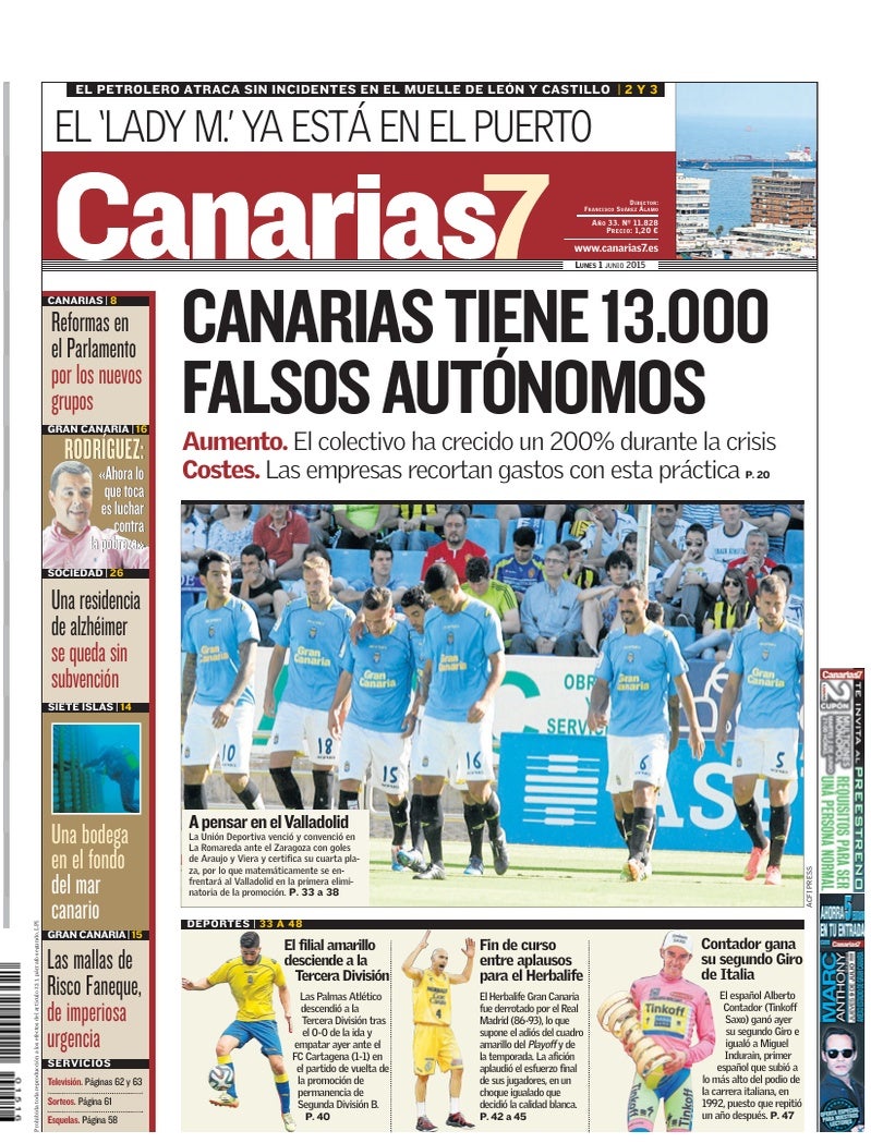 Portada Canarias7 01-06-2015