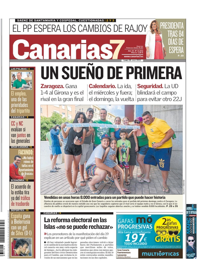 Portada Canarias7 15-06-2015