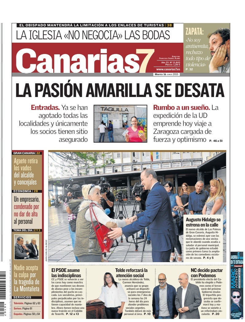 Portada Canarias7 16-06-2015