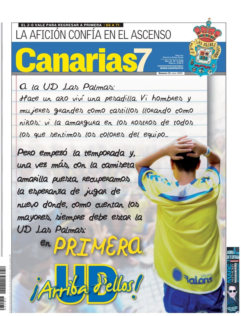 Portada Canarias7 21-06-2015
