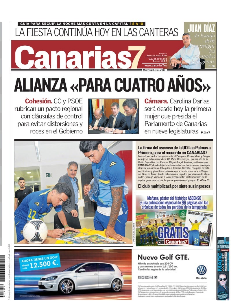 Portada Canarias7 23-06-2015